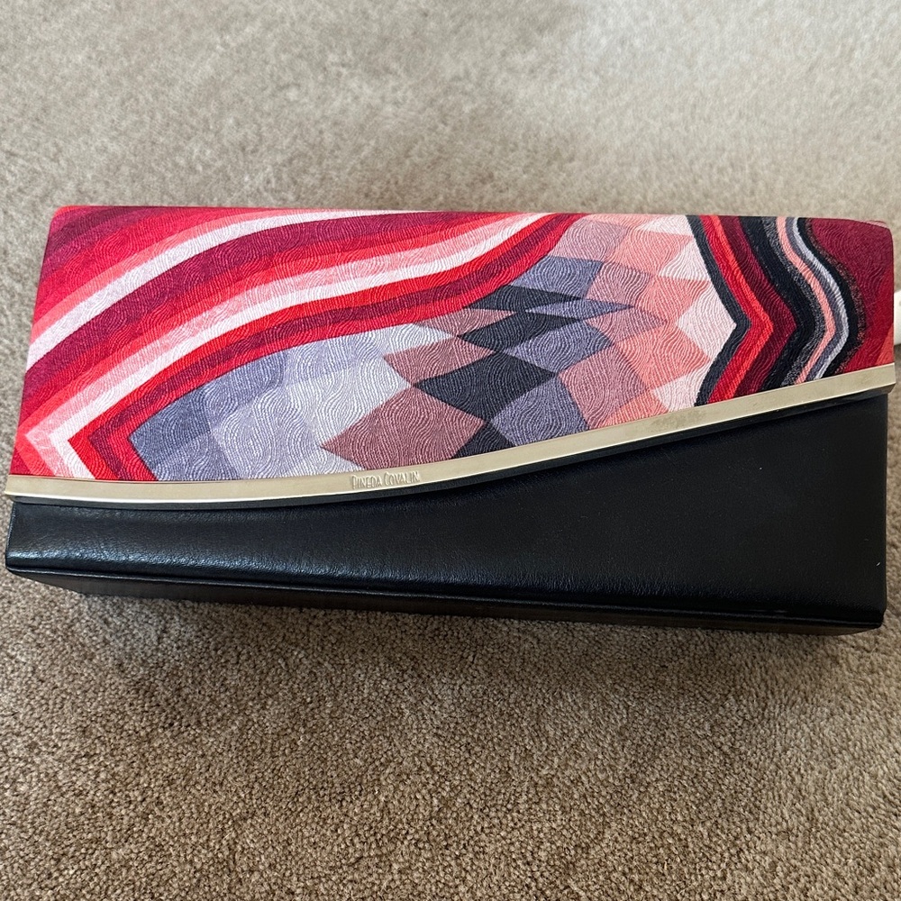 Pineda Covalin black leather and silk clutch